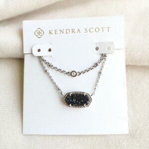 ❤️ Kendra Scott Elisa Silver Platinum Drusy Multi Strand Necklace ❤️